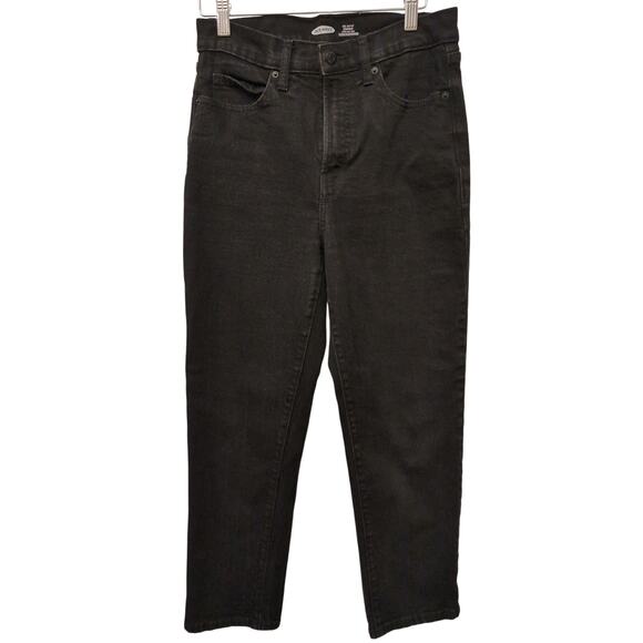 Old Navy The Sky Hi Straight Extra High Rise Jeans Black Cotton Grunge Classic - Picture 1 of 4